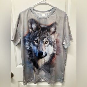 Men’s Wild Wolf Graphic Short Sleeve T-Shirt, X-Large, Light Smoky Green